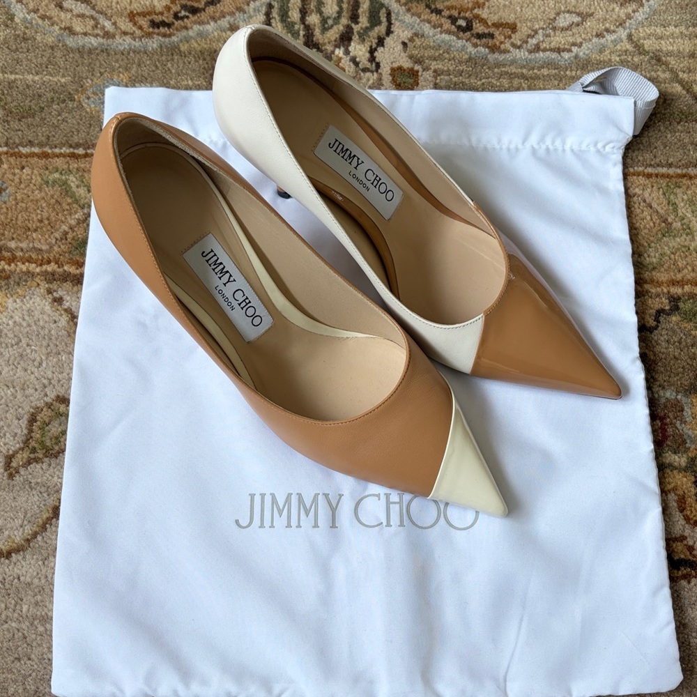 Jimmy Choo Love 85 Asymmetrical Patent Leather Pointed Toe Pump